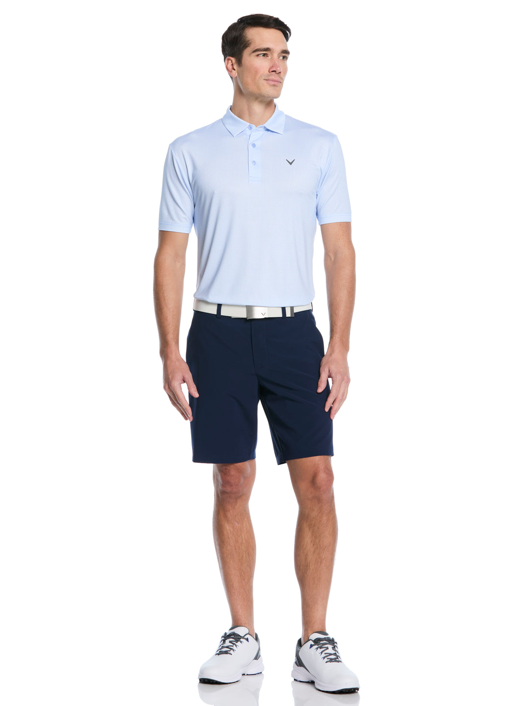 All Over Chev Foulard Print Golf Polo (Vista Blue) 