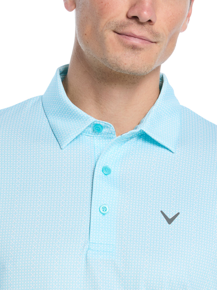 All Over Chev Foulard Print Golf Polo (Blue Curacao) 