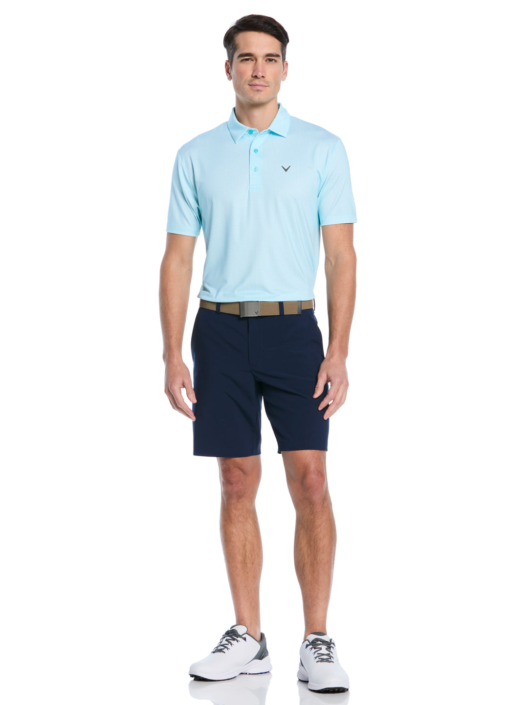 All Over Chev Foulard Print Golf Polo (Blue Curacao) 