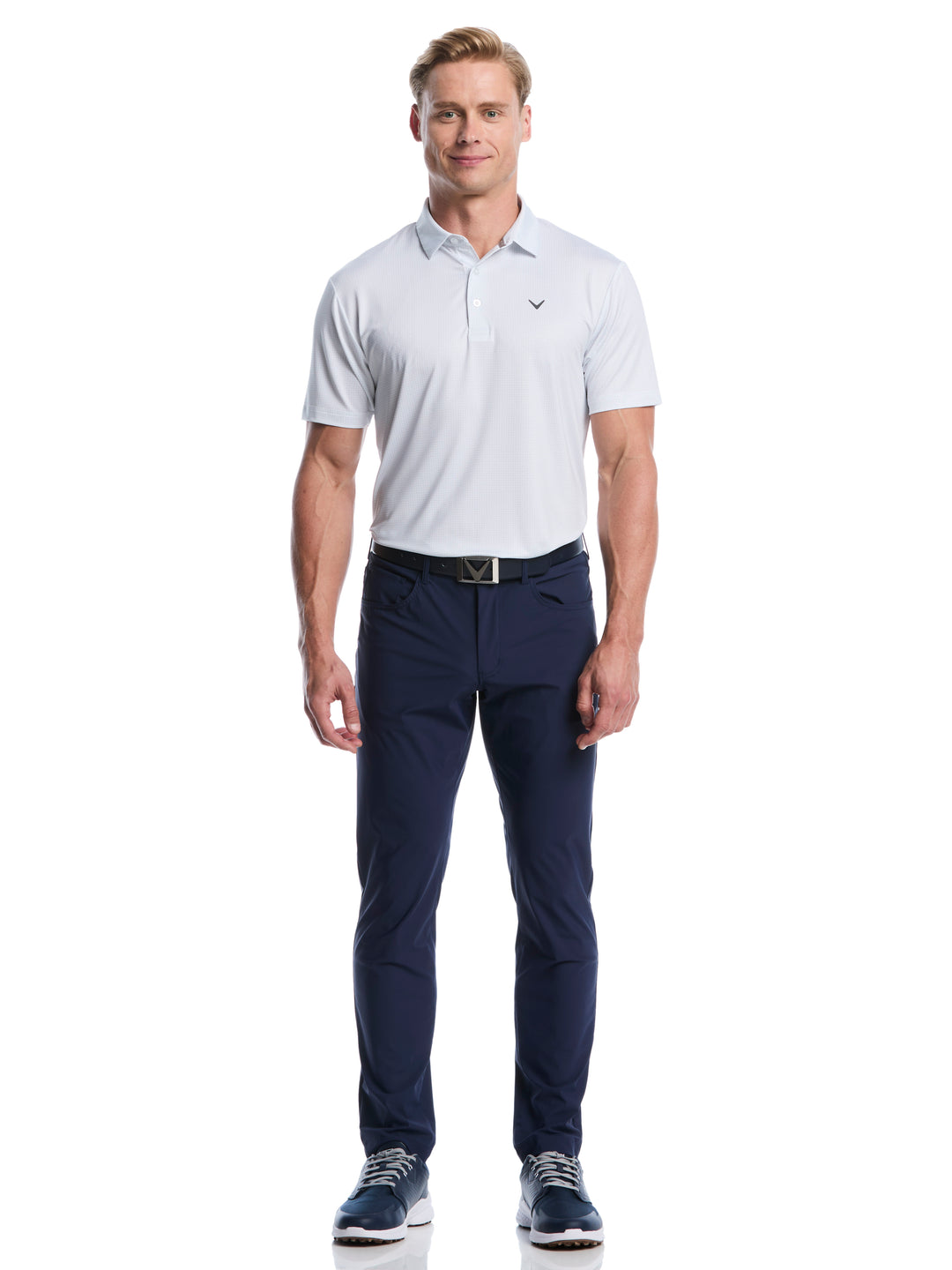All Over Chev Foulard Print Golf Polo (Bright White) 