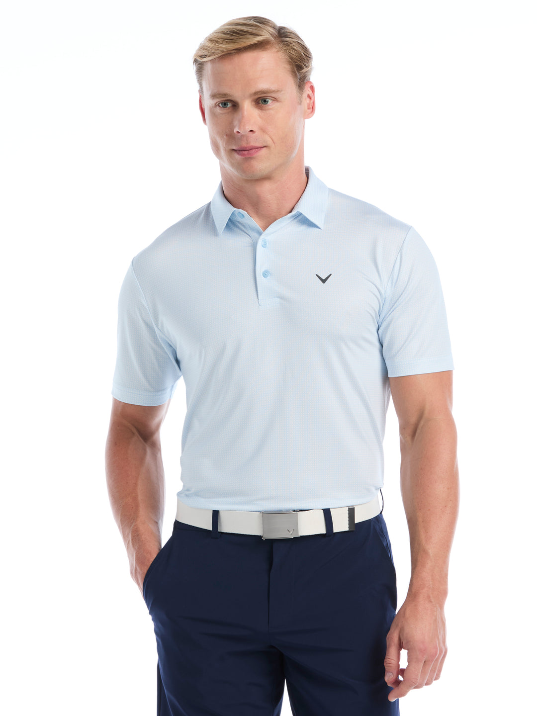 Mens All Over Chev Foulard Print Polo-Polos-Cerulean-S-Callaway