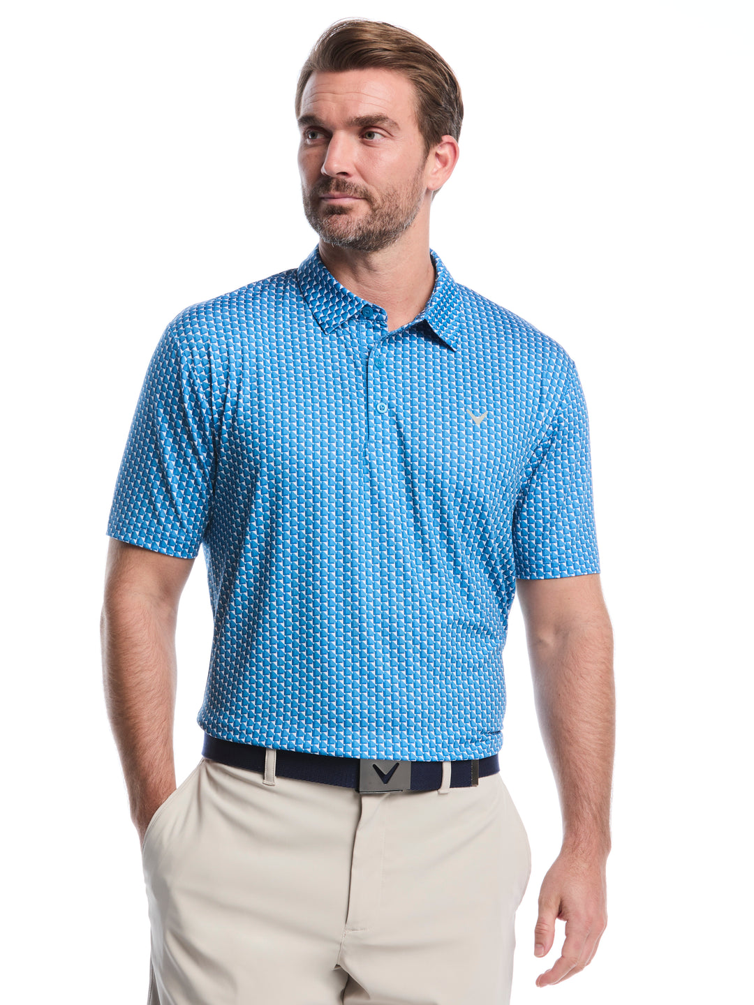 Men's All Over Chevron Geo Polo (Cendre Blue) 