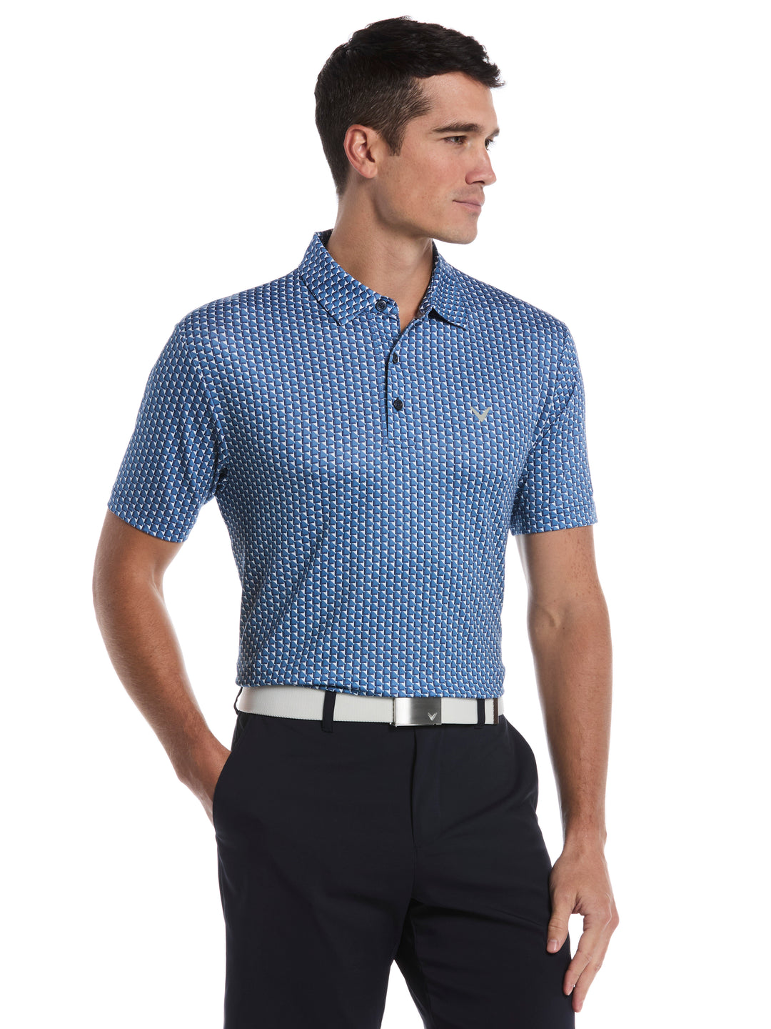 Mens All Over Chevron Geo Polo-Polos-Navy-S-Callaway