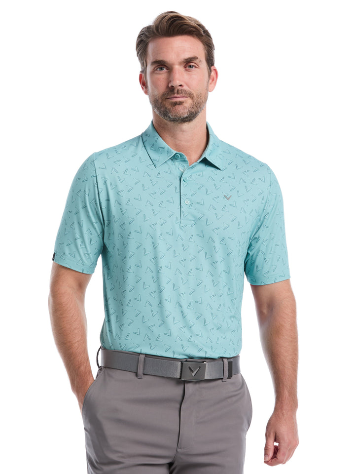 All-Over Chevron Printed Golf Polo (Aquifer) 