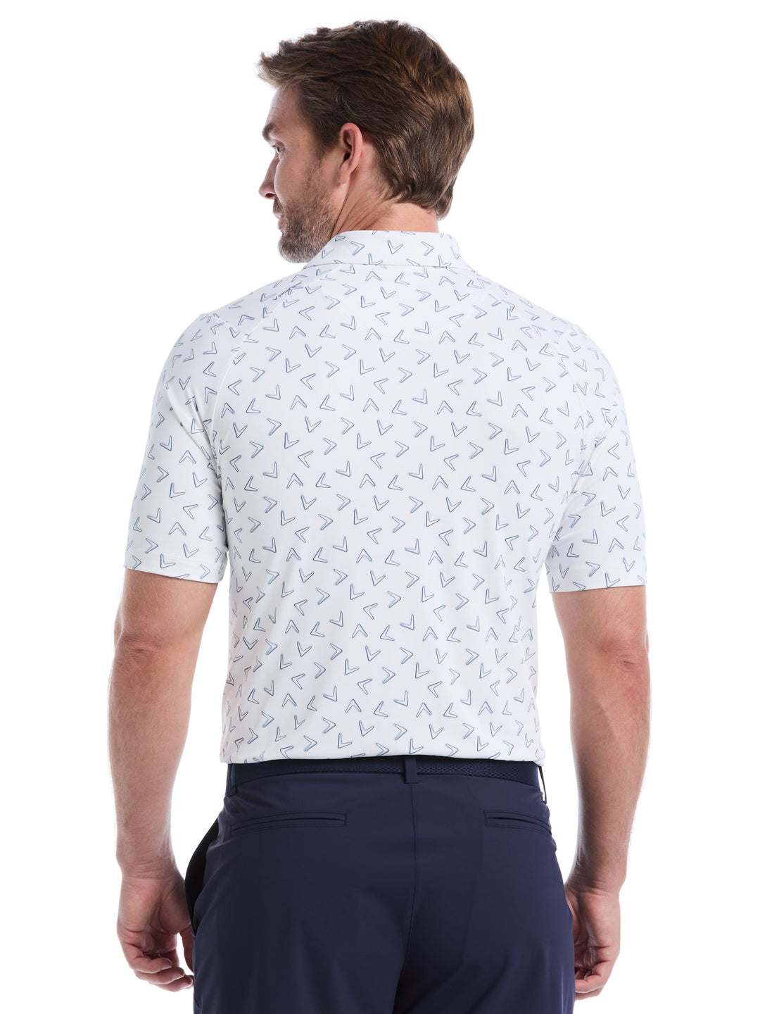 Mens All Over Chevron Printed Polo (Bright White) 