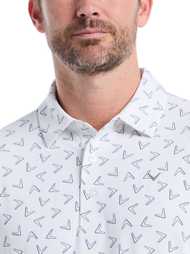 Mens All Over Chevron Printed Polo (Bright White) 