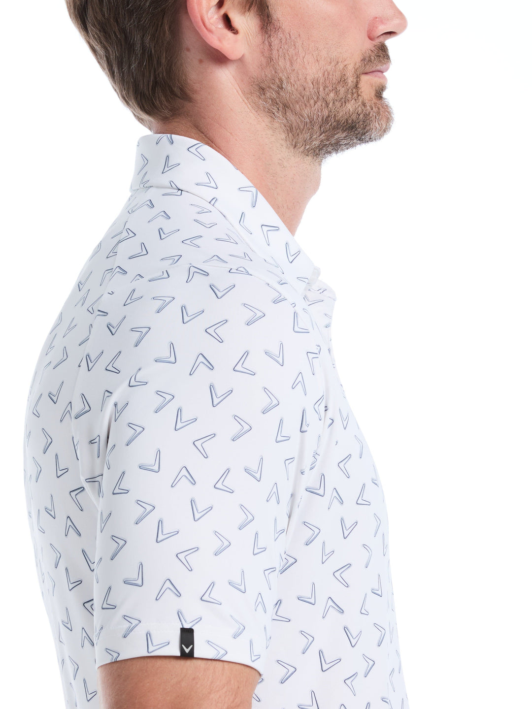 Mens All Over Chevron Printed Polo (Bright White) 