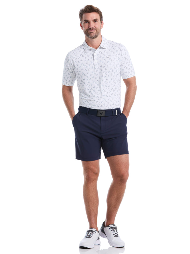 Mens All Over Chevron Printed Polo (Bright White) 