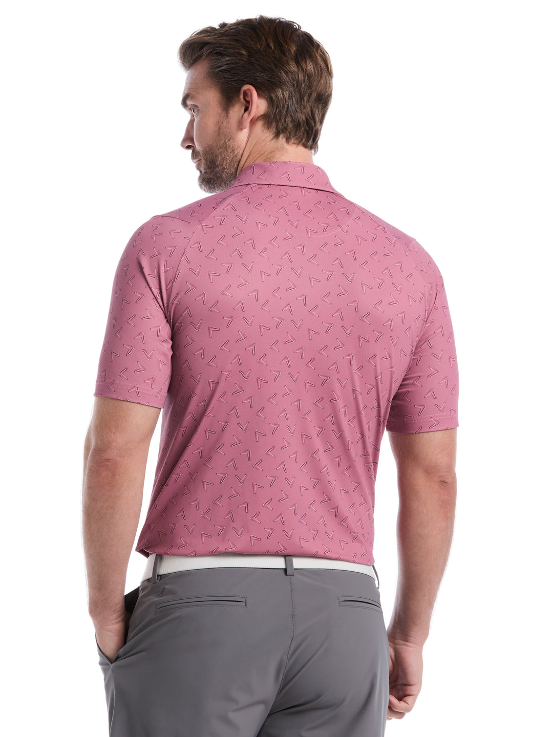 All-Over Chevron Printed Golf Polo (Mesa Rose) 
