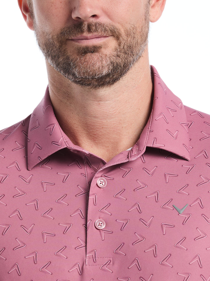 All-Over Chevron Printed Golf Polo (Mesa Rose) 