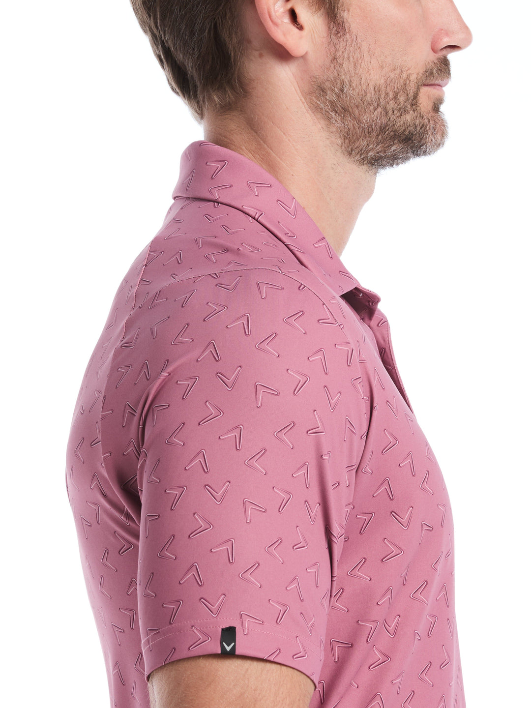 All-Over Chevron Printed Golf Polo (Mesa Rose) 