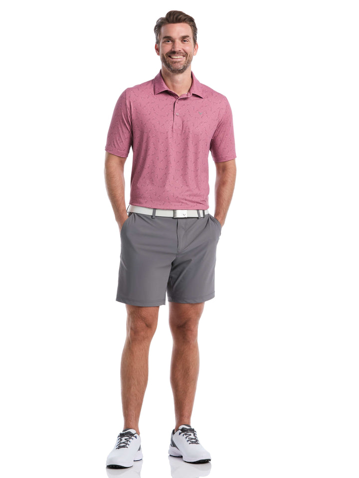 All-Over Chevron Printed Golf Polo (Mesa Rose) 