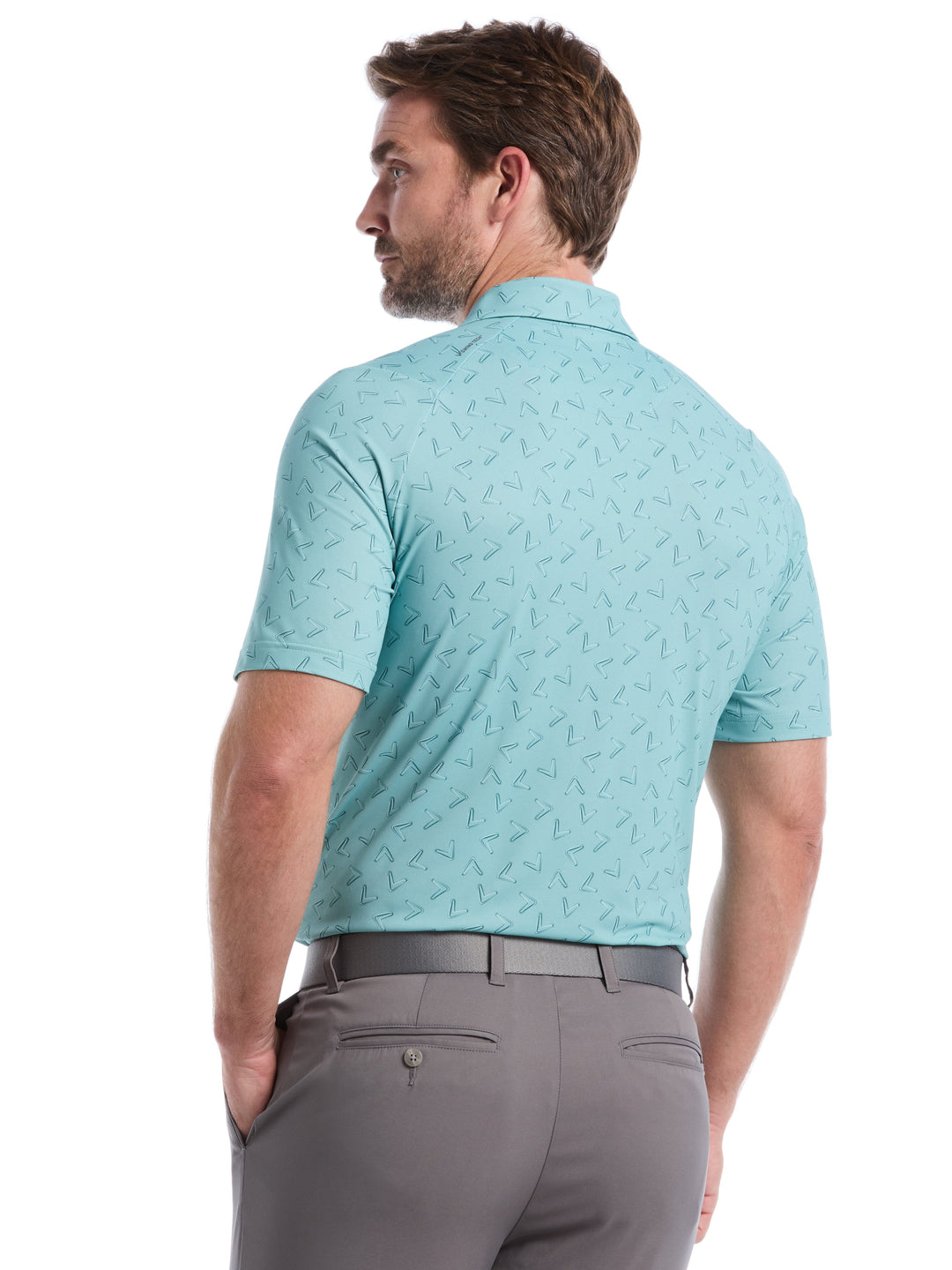 All-Over Chevron Printed Golf Polo (Aquifer) 