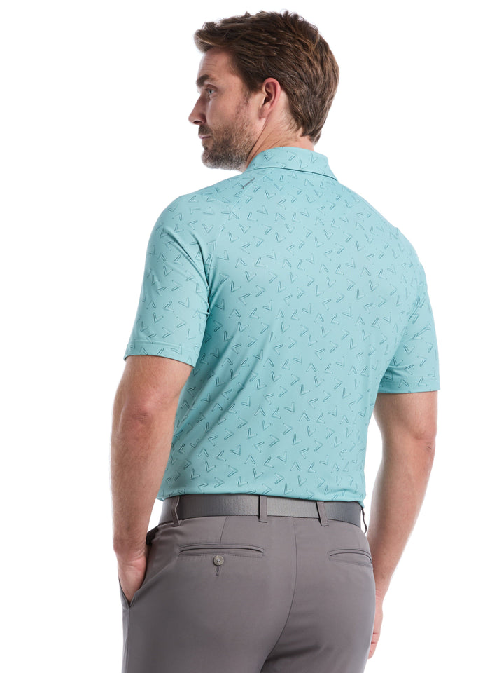 All-Over Chevron Printed Golf Polo (Aquifer) 