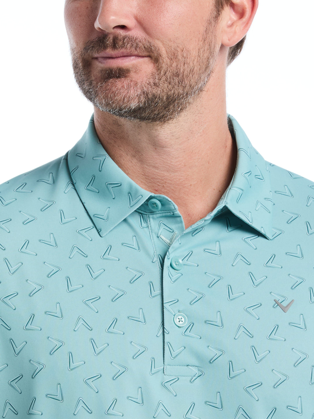 All-Over Chevron Printed Golf Polo (Aquifer) 
