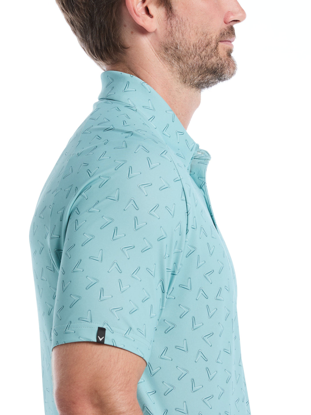 All-Over Chevron Printed Golf Polo (Aquifer) 