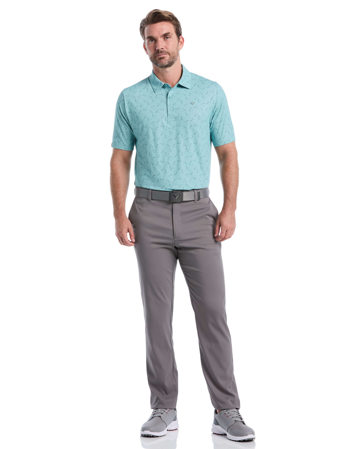 All-Over Chevron Printed Golf Polo (Aquifer) 