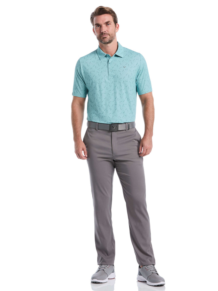 All-Over Chevron Printed Golf Polo (Aquifer) 