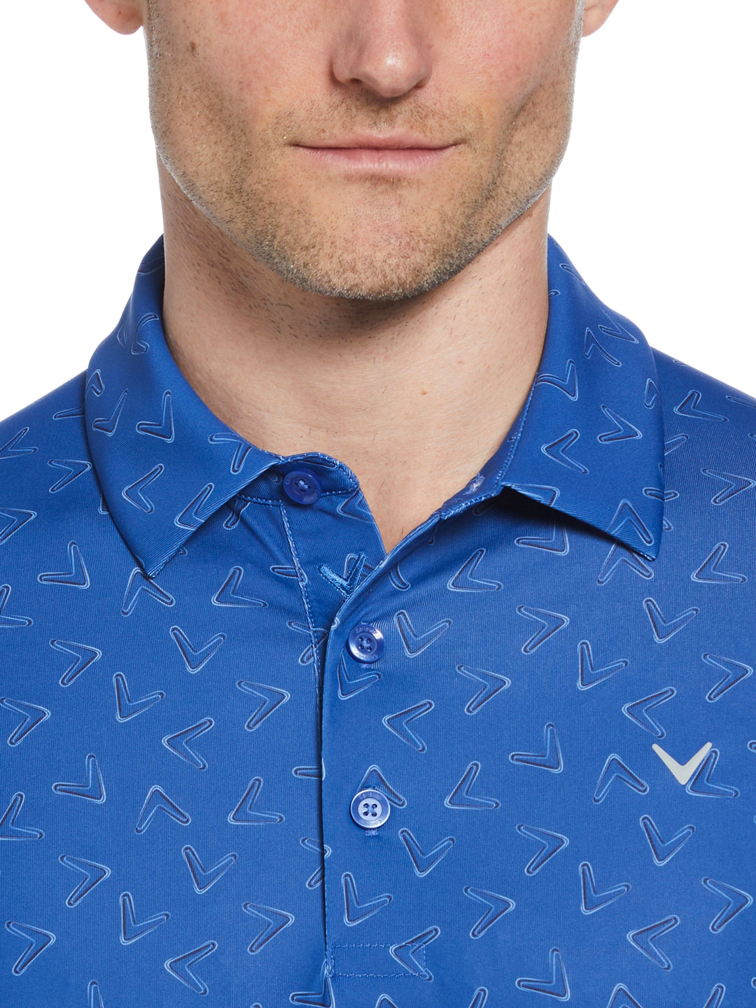 All-Over Chevron Printed Golf Polo (Galaxy Blue) 