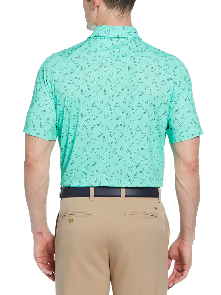 All-Over Chevron Printed Golf Polo (Neptune Green) 