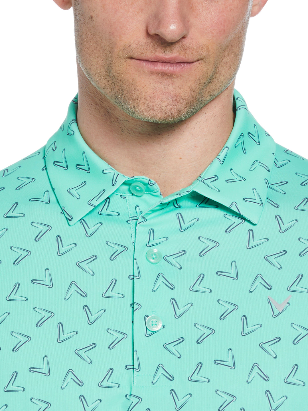 All-Over Chevron Printed Golf Polo (Neptune Green) 