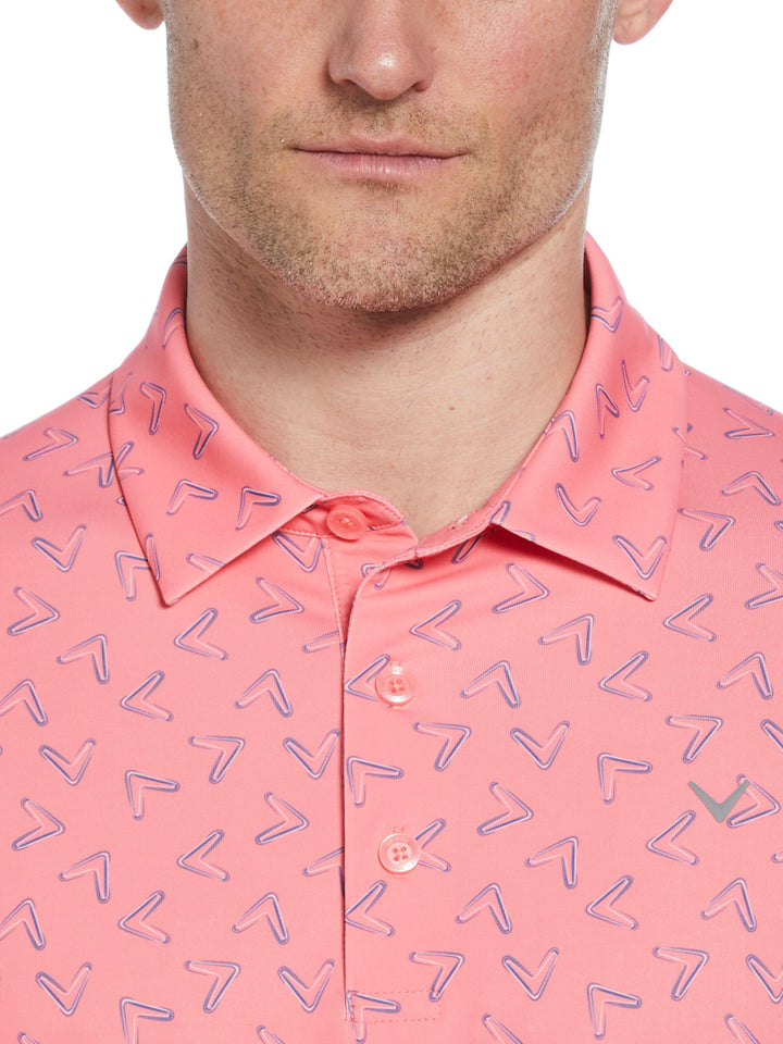 Mens All Over Chevron Printed Polo (Strawberry Pink) 
