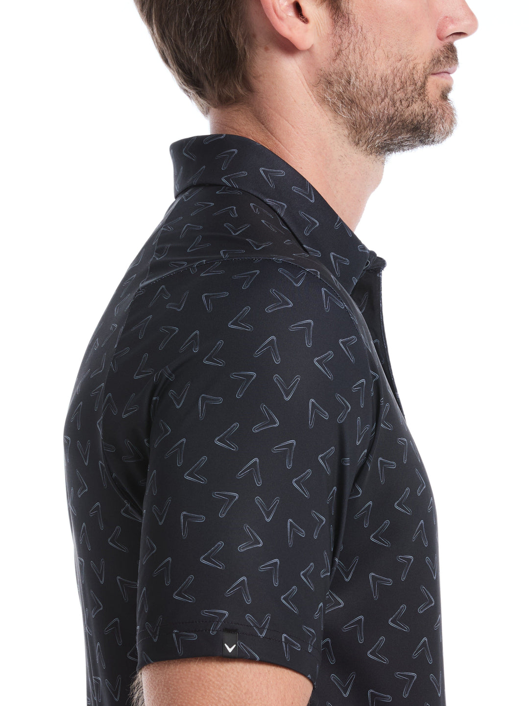 All-Over Chevron Printed Golf Polo (Caviar) 