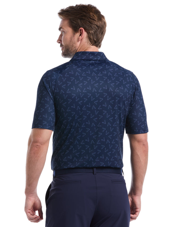 All-Over Chevron Printed Golf Polo (Peacoat) 