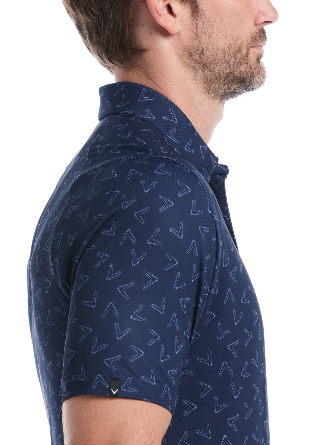 All-Over Chevron Printed Golf Polo (Peacoat) 