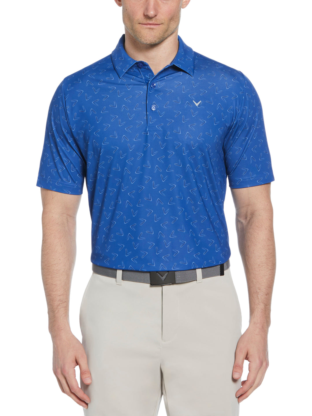 All-Over Chevron Printed Golf Polo (Galaxy Blue) 