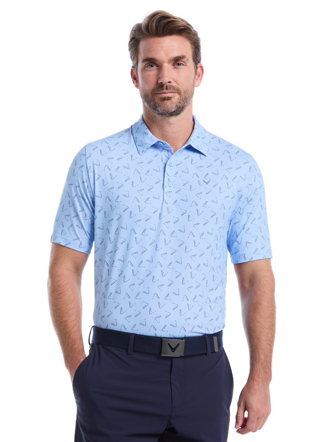 All-Over Chevron Printed Golf Polo (Open Air) 