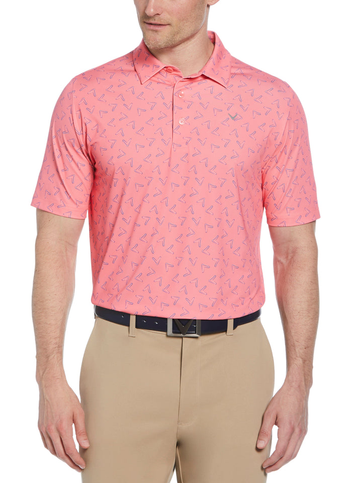 Mens All Over Chevron Printed Polo (Strawberry Pink) 