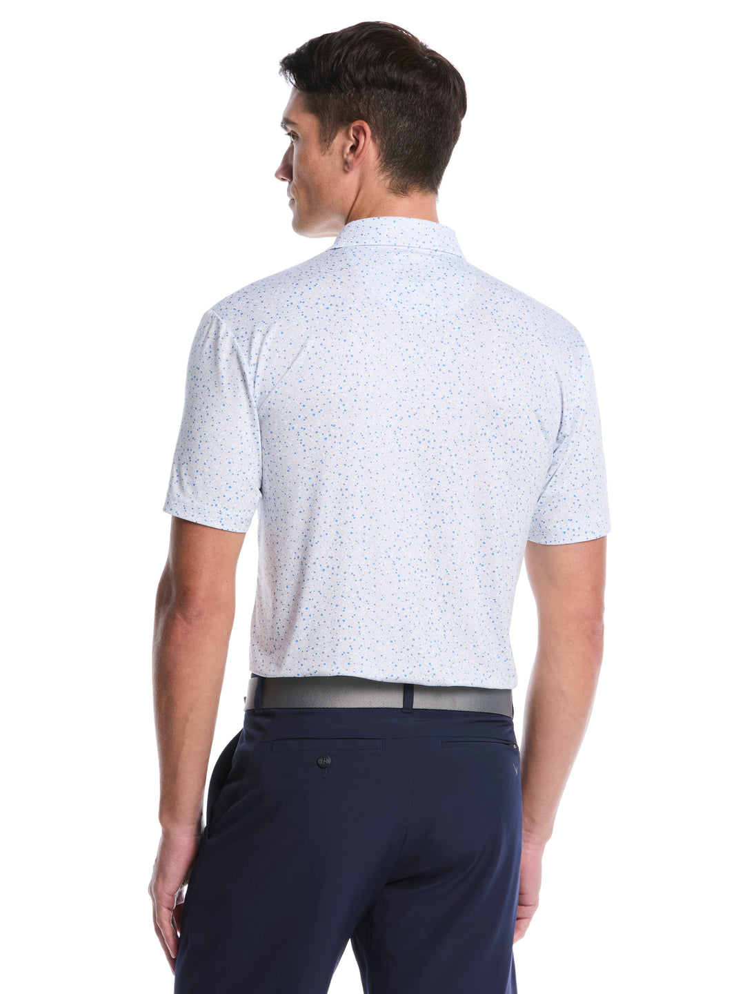 Men's Confetti Floral Print Golf Polo (Bright White) 