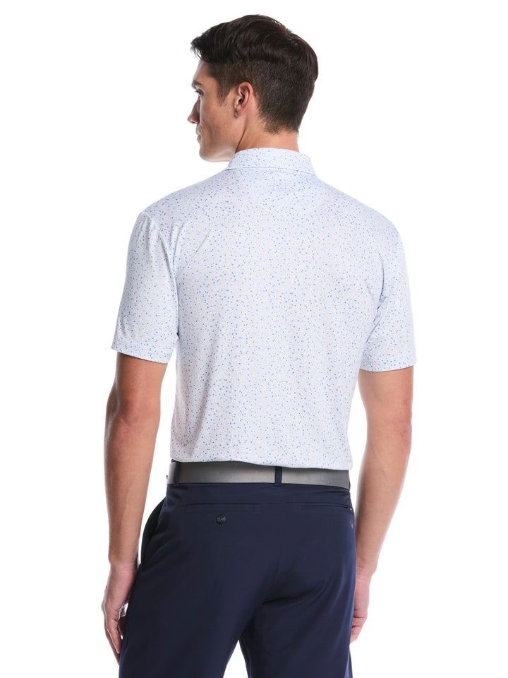 Men's Confetti Floral Print Golf Polo (Bright White) 