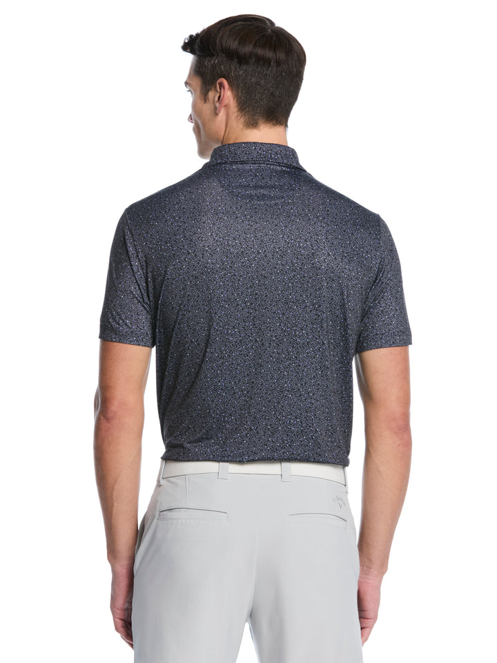 Men's Confetti Floral Print Golf Polo (Caviar/Sand Verbena) 