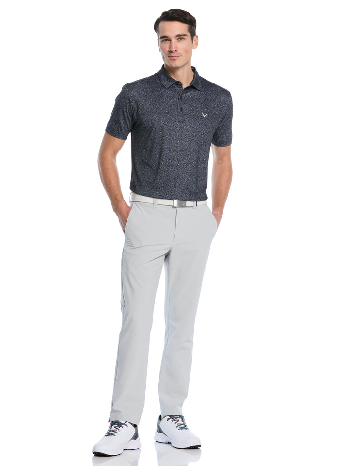 Men's Confetti Floral Print Golf Polo (Caviar/Sand Verbena) 