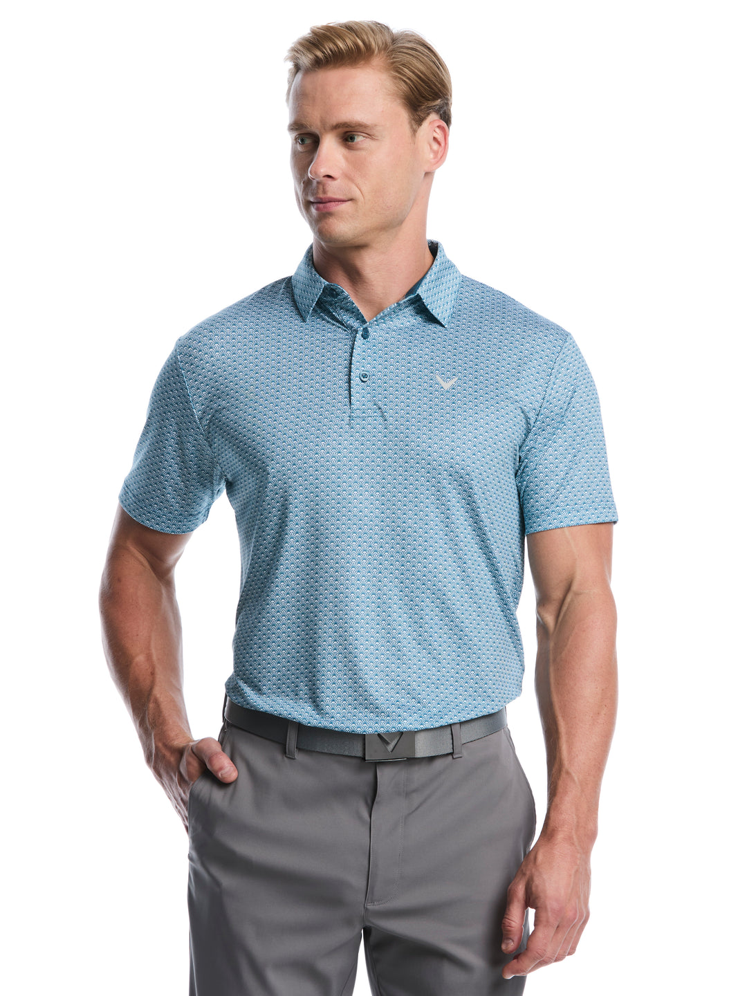 All Over Tee Print Golf Polo (Blue Coral) 