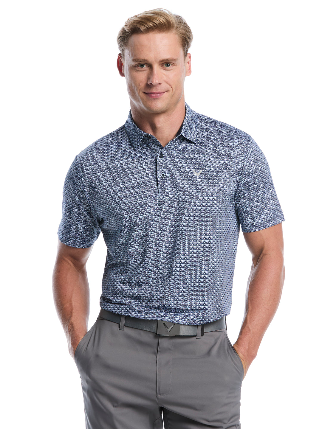 All Over Tee Print Golf Polo (Peacoat) 