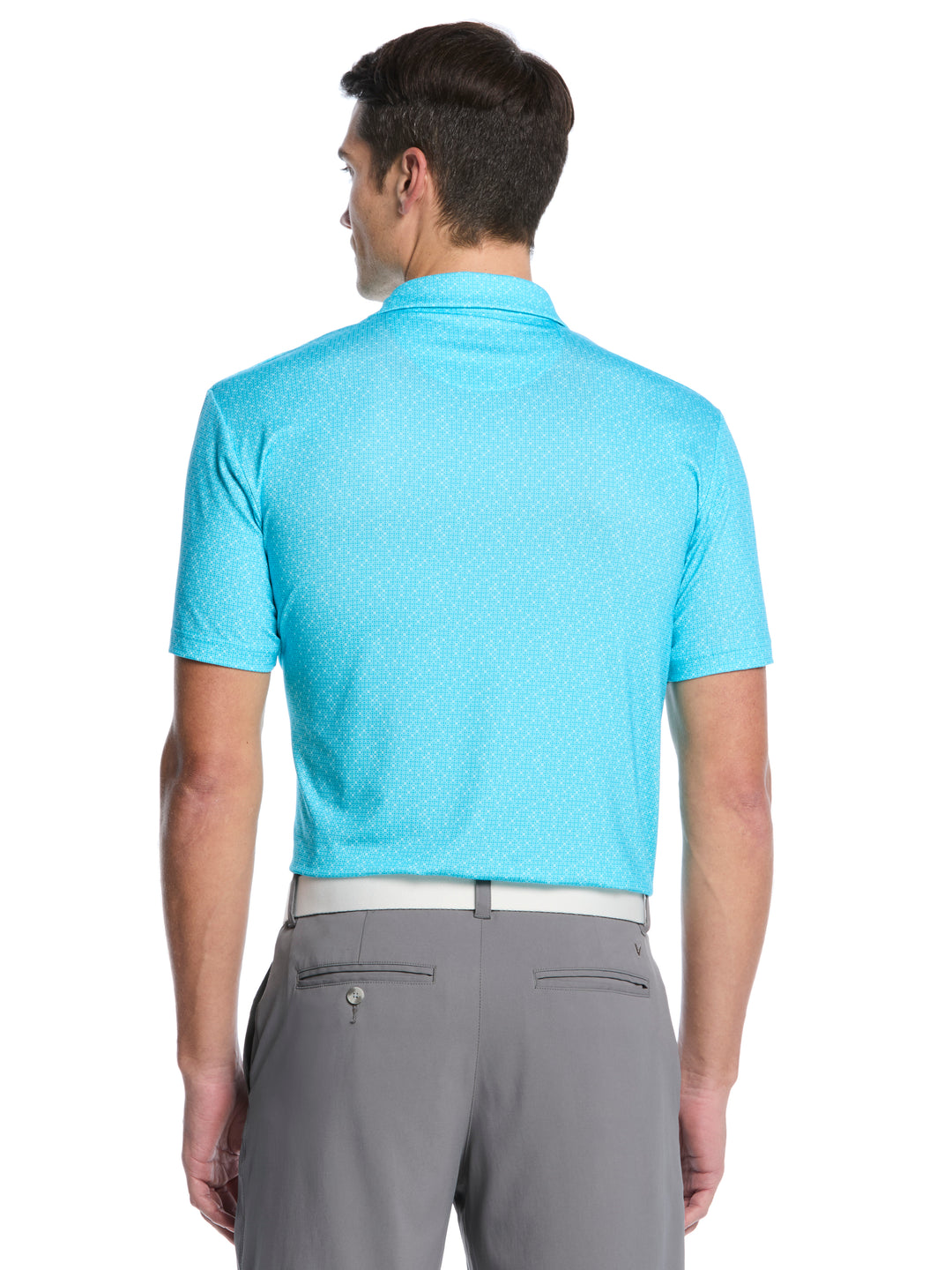 Men's Mini Geo Print Golf Polo (Blue Curacao) 