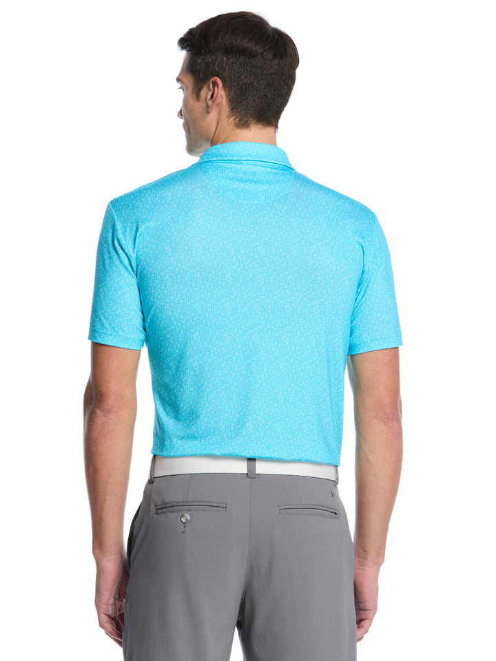 Men's Mini Geo Print Golf Polo (Blue Curacao) 