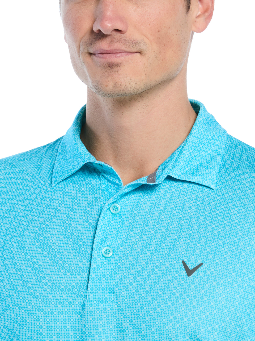 Men's Mini Geo Print Golf Polo (Blue Curacao) 