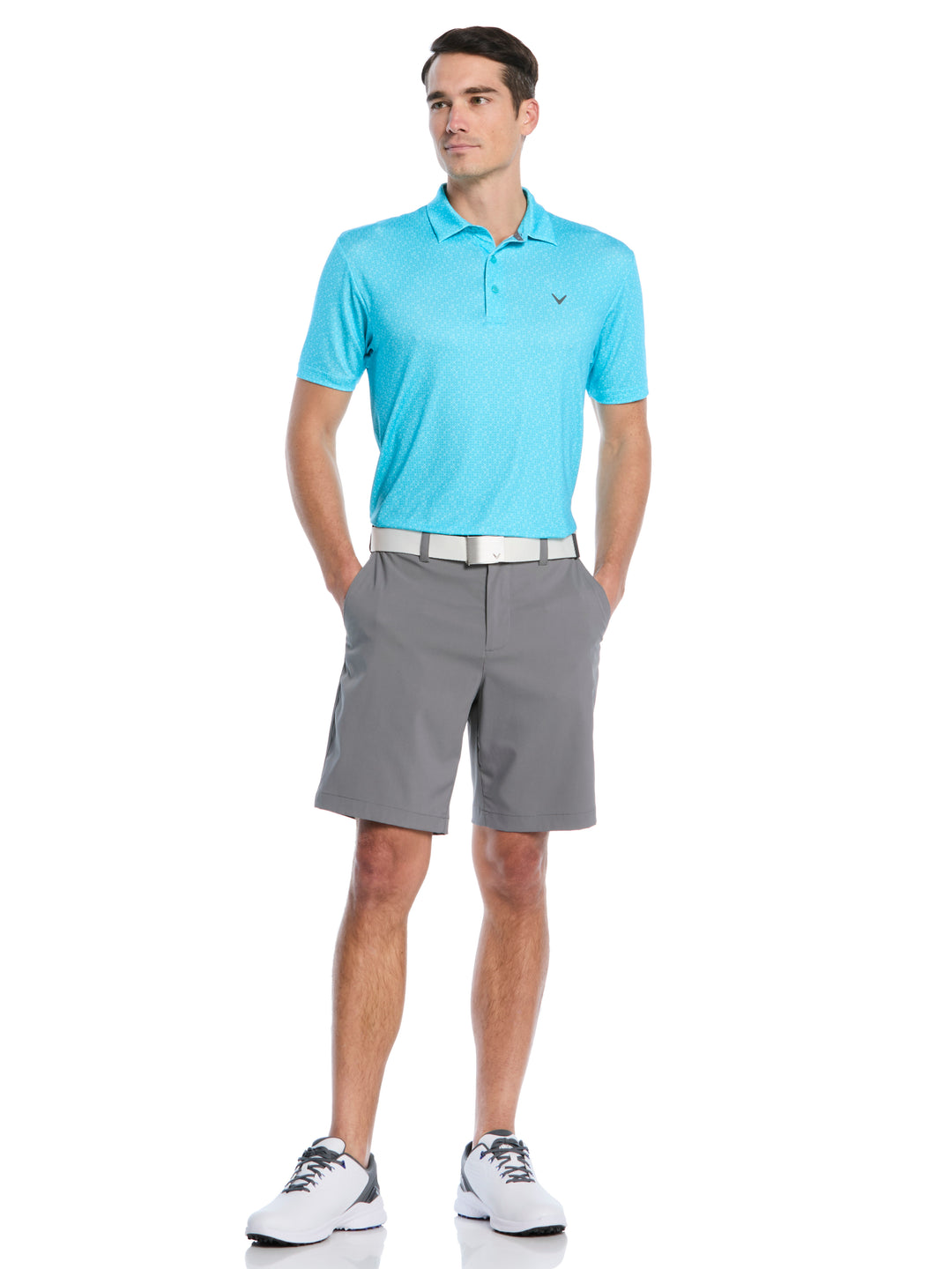 Men's Mini Geo Print Golf Polo (Blue Curacao) 