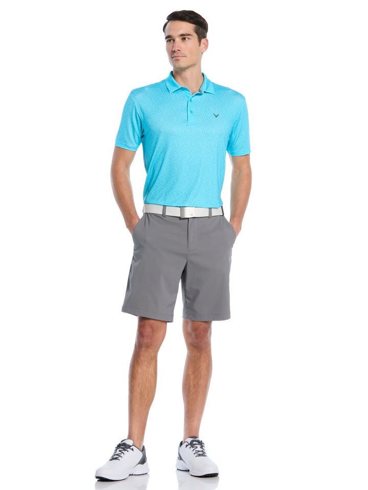 Men's Mini Geo Print Golf Polo (Blue Curacao) 