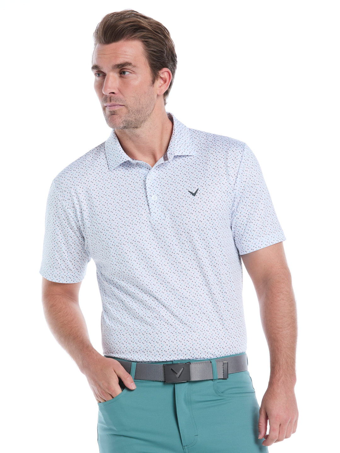 Mens All Over Score Card Print Polo-Polos-Bright White-S-Callaway