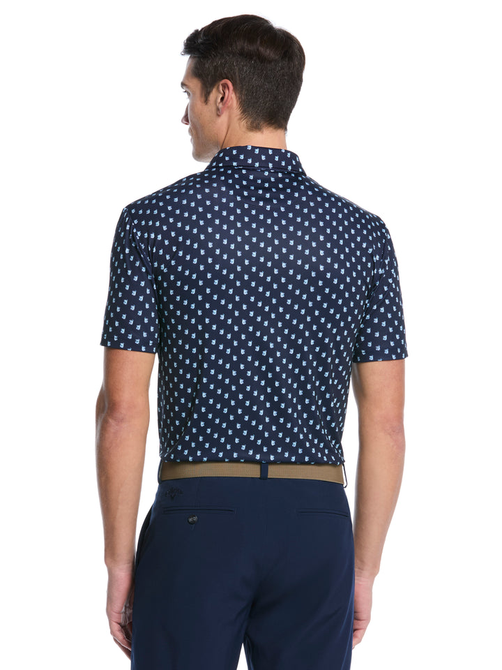 Tropical Cocktail Print Golf Polo (Peacoat) 