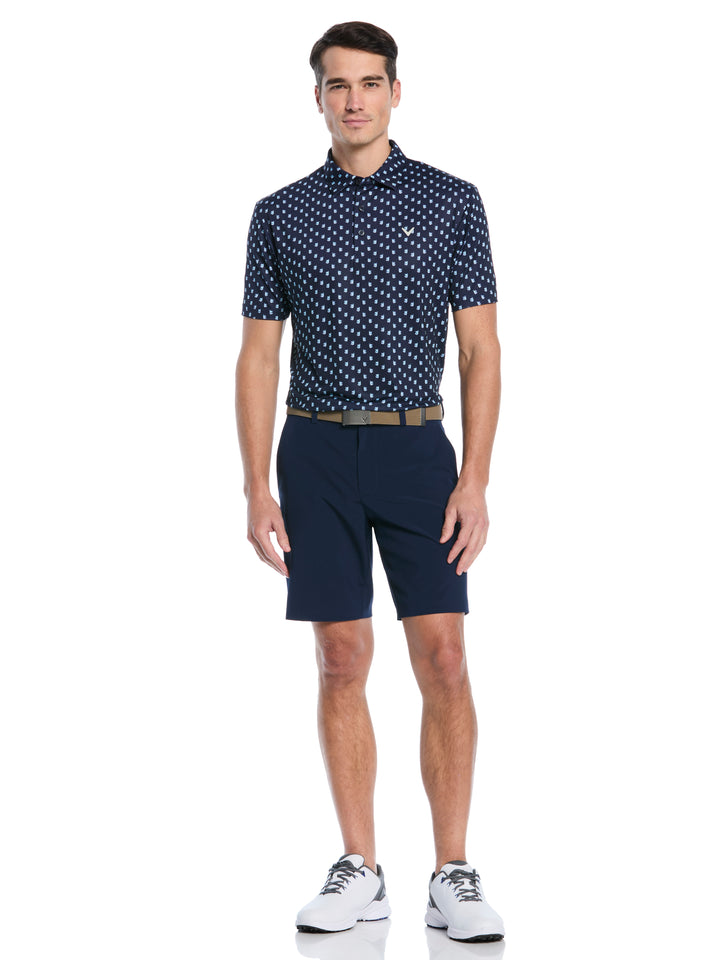 Tropical Cocktail Print Golf Polo (Peacoat) 