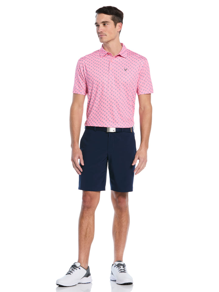 Tropical Cocktail Print Golf Polo (Dianthus) 