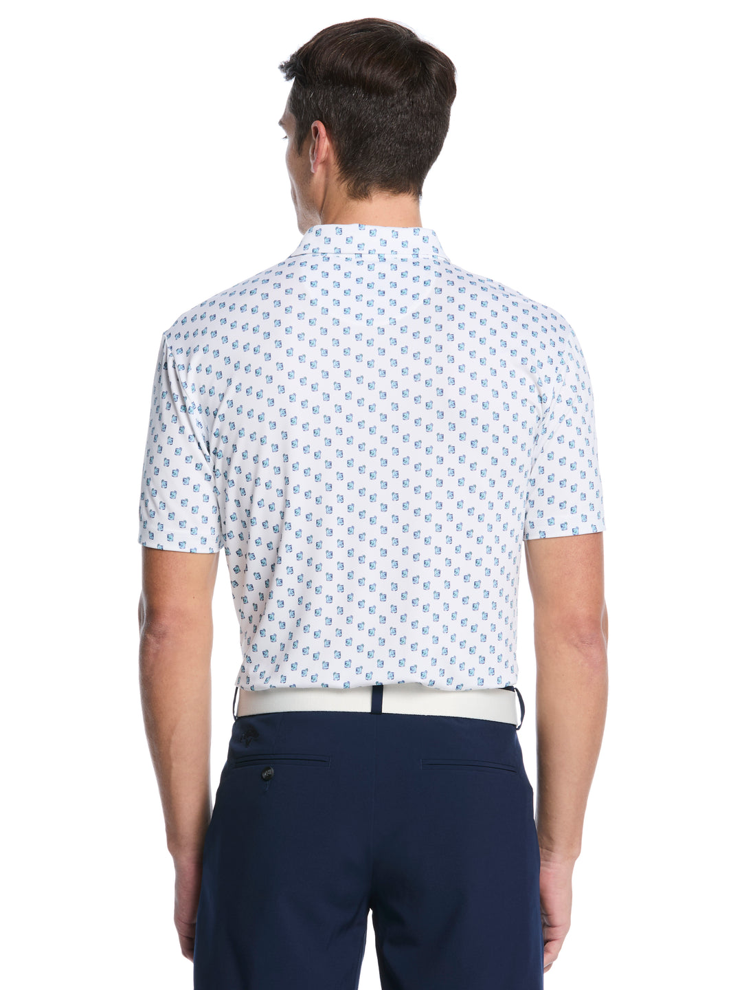 Tropical Cocktail Print Golf Polo (Bright White) 
