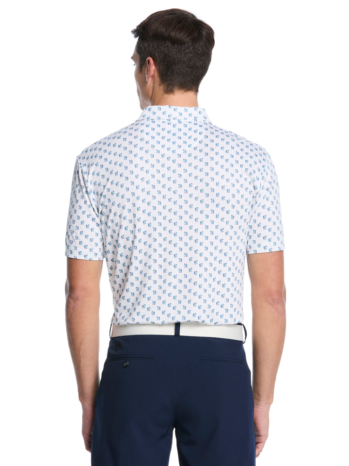 Tropical Cocktail Print Golf Polo (Bright White) 