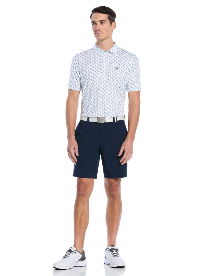 Tropical Cocktail Print Golf Polo (Bright White) 